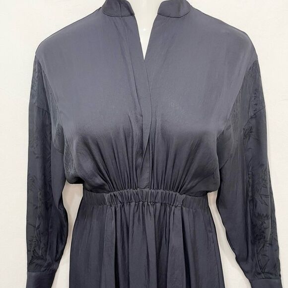 Vince Mixed Media Silk Midi Dress - Picture 6 of 10